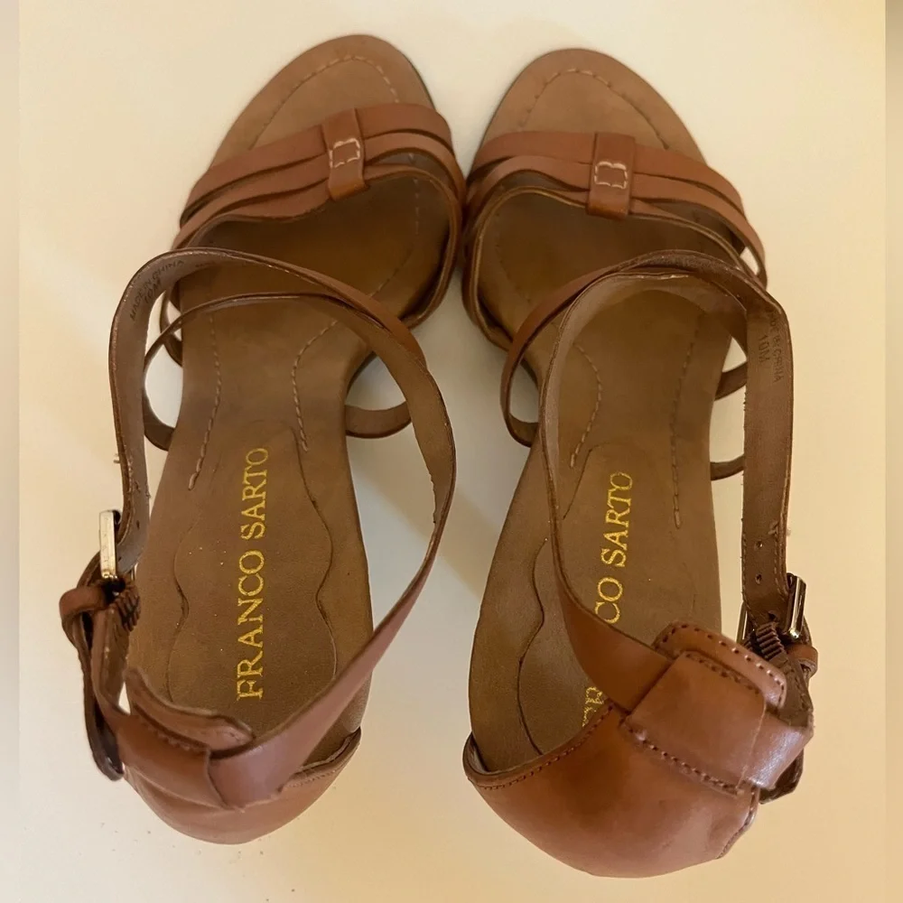 Franco Sarto Brown Strappy Kitten Heels